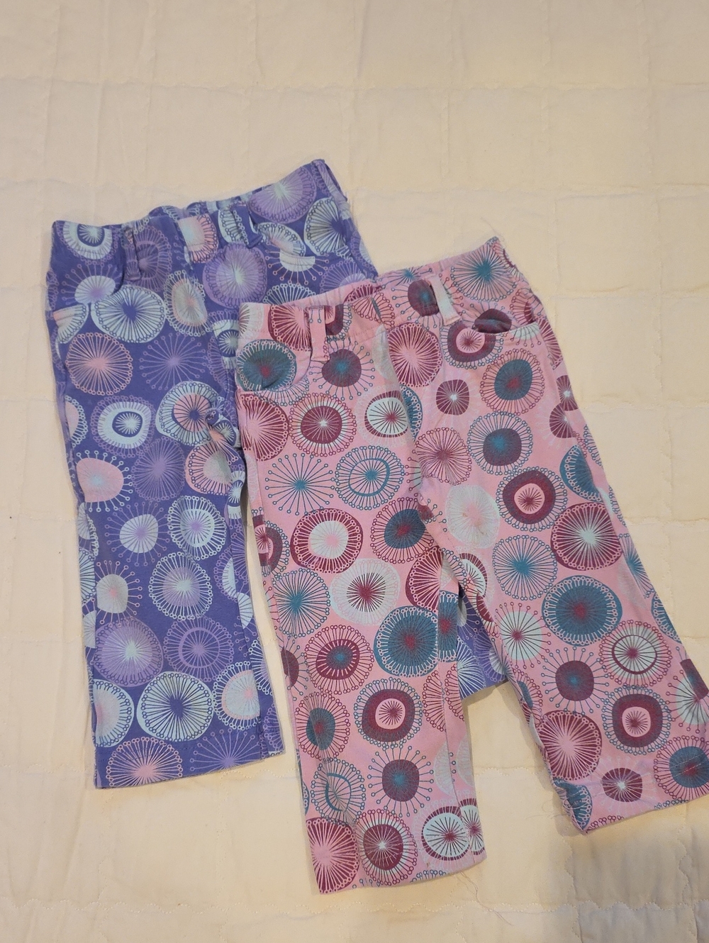 L.L. Bean Kids Circular Print Pants- Pink & Purple